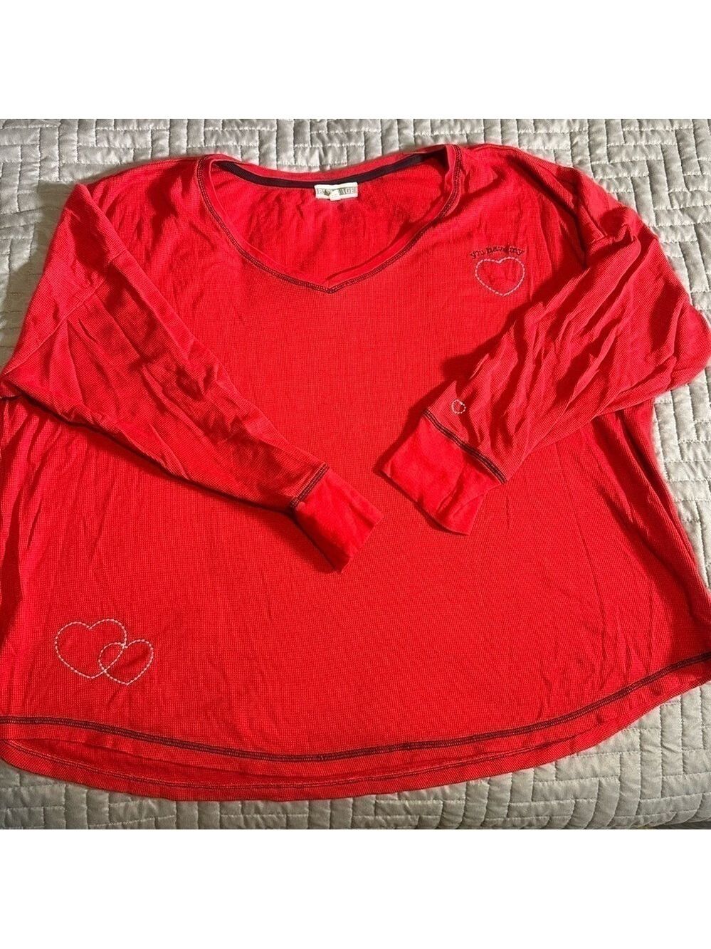 PJ Salvage Red Long Sleeve Top Heart Accents 3XL